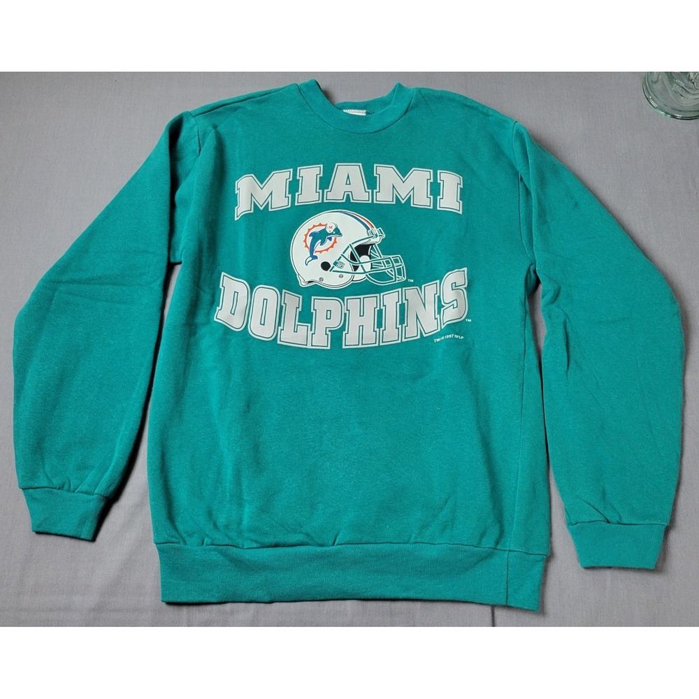 Vintage 1990s Miami Dolphins Team Rated Sweatshirt Teal Boys XL 18/20 NWT USA